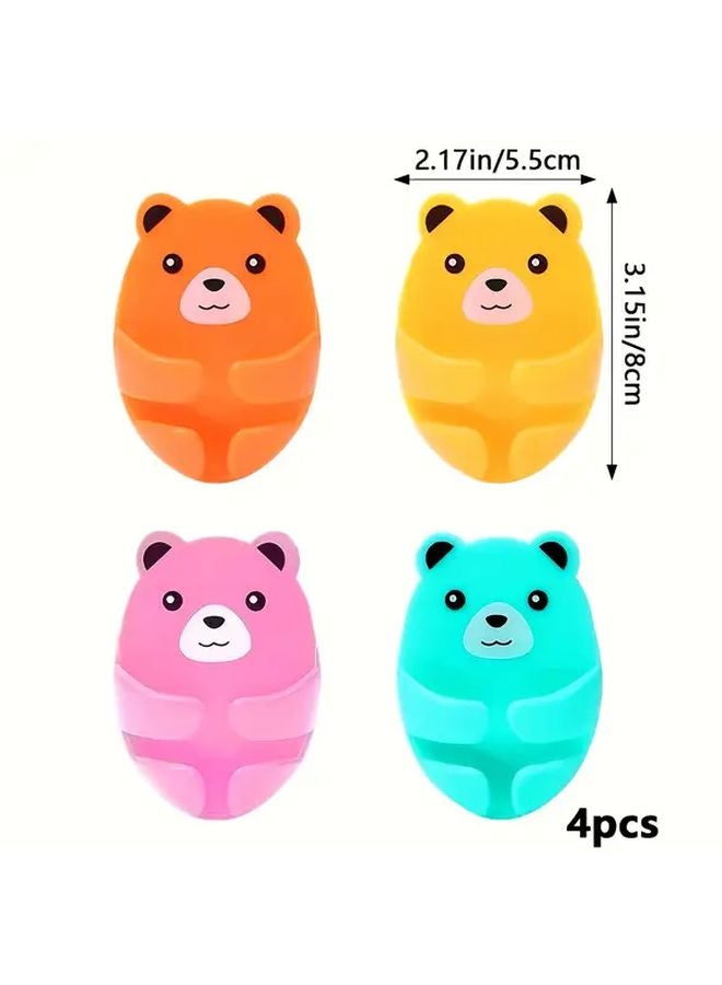 4Pcs Random Color Bear Wall Mounted Cable Organizer Strong Adhesive Cord Storage Rack - Image 3
